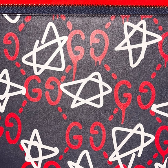 *AUTHENTIC* Gucci Ghost Graffiti  XL Zipper Clutch - Picture 5 of 5
